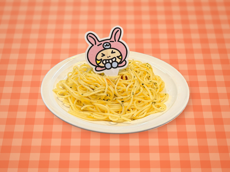 チーズかけちゃってもいいのだぴょん！ ミニモちゃんのペペロンチーノ