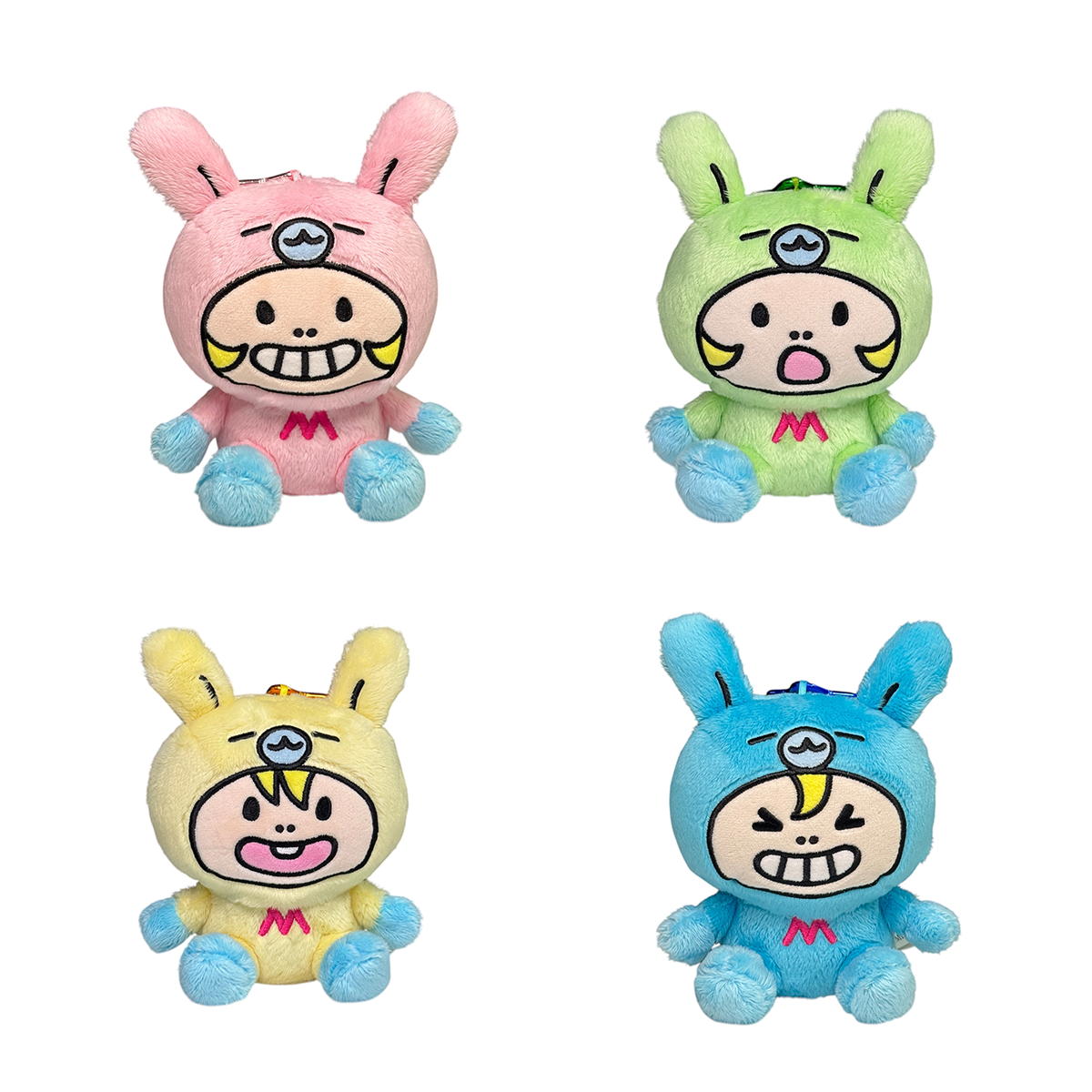 ミニモニ。カラビナ付きふわふわおすわりぬいぐるみだぴょん！（ミニモちゃん・エルムちゃん・ベルデちゃん・ルアちゃん）